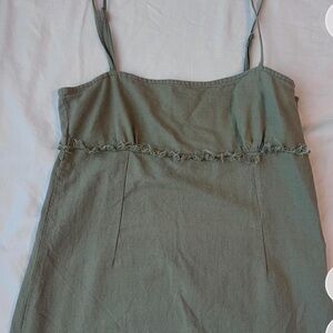 Motel Rocks Una Distressed Hem Midi Slip Dress In Slate Green Linen
Size small